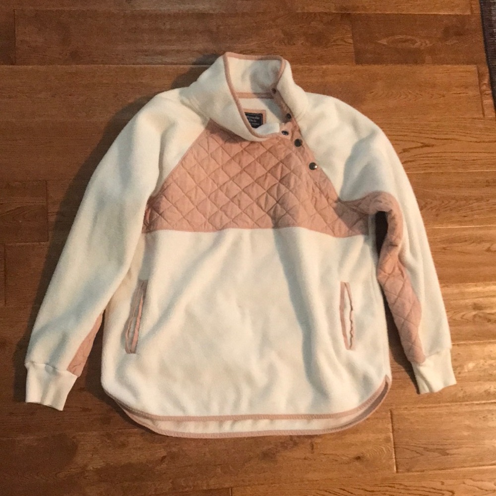 Abercrombie Quilted Fleece Collard Sweatshirt Blush